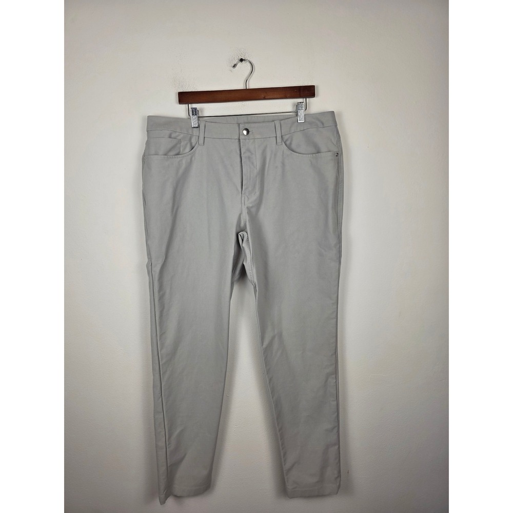 Lululemon Mens Commission Pant Slim 38 Grey LM5AQUS Tech Chino Trousers